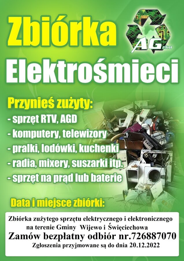 Zbiórka zużytego sprzętu elektrycznego i elektronicznego w gminach Święciechowa i Wijewo