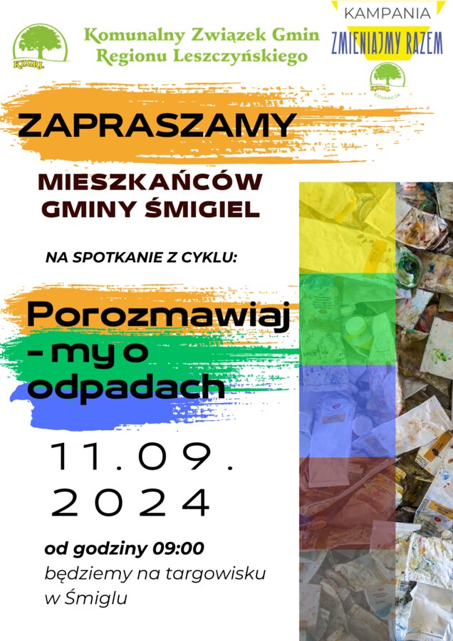 Mieszkańcy Gminy Śmigiel - spotkajmy się na targowisku i porozmawiajmy o odpadach!