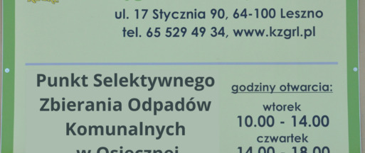 Od 1 marca zmiana lokalizacji Punktu Selektywnego Zbierania Odpadów Komunalnych (PSZOK) w gminie Osieczna.