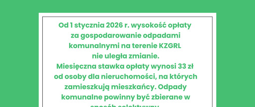 Komunikat - wysokość opłaty 