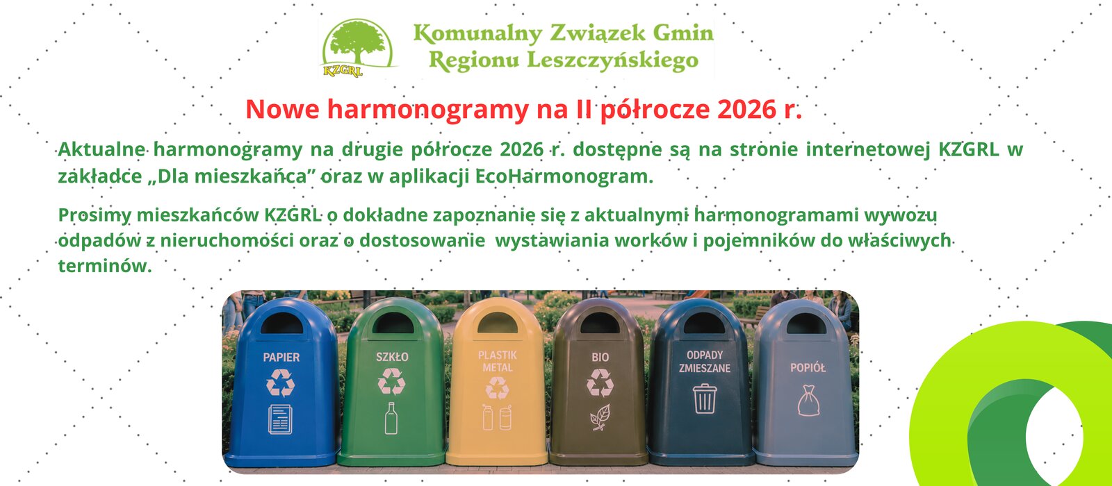 Nowe harmonogramy na II półrocze 2026 r. 