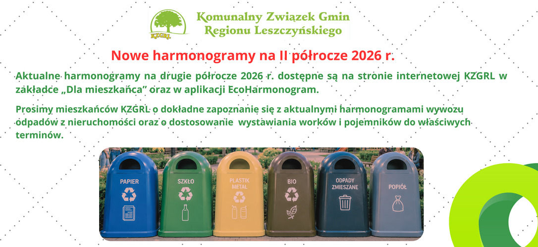 Nowe harmonogramy na II półrocze 2026 r. 