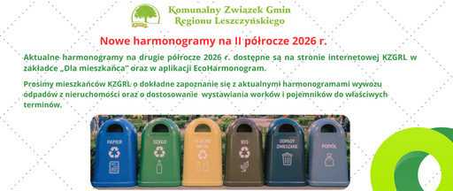 Nowe harmonogramy na II półrocze 2026 r. 